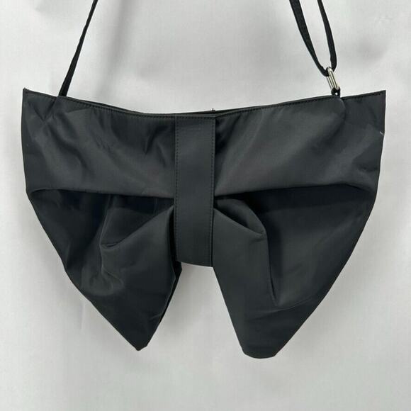 Unbranded Goth Punk Crossbody Purse Black Nylon Skull Purple Bow Monster Emo - Picture 4 of 8